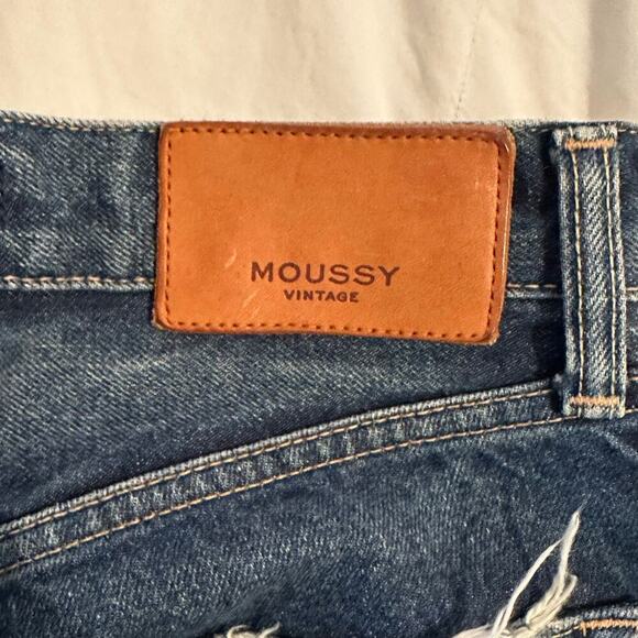 MOUSSY VINTAGE Women's Blue Distressed Raw Hem Straight Leg Jeans Size 24 - Picture 6 of 7